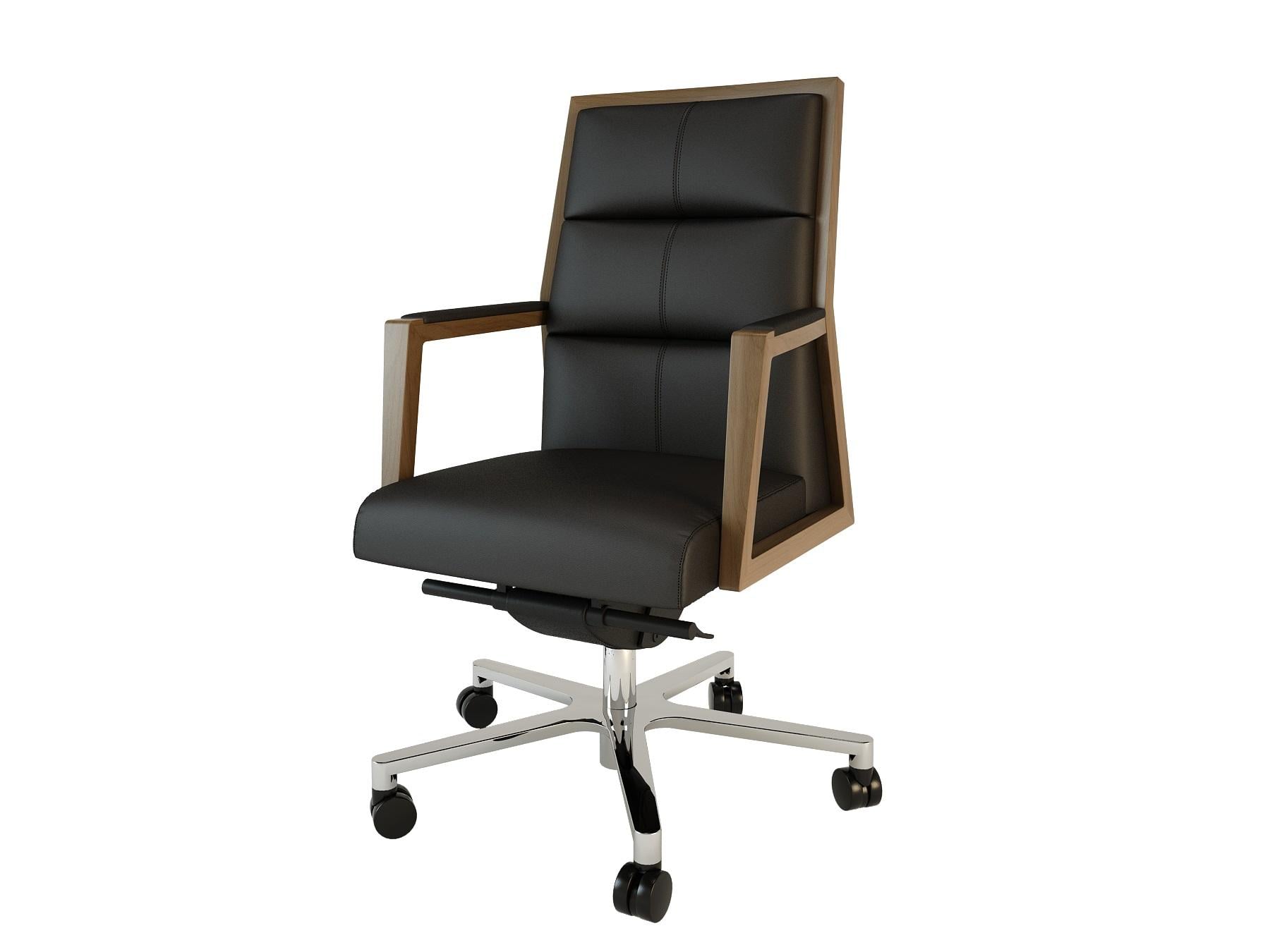 Кресло руководителя со средней спинкой и подлокотниками, на хром. Крестовине