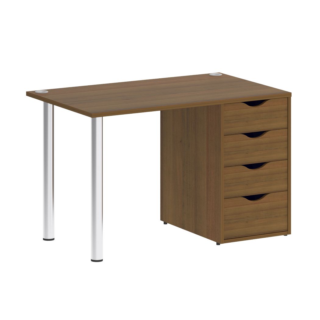 Стол письменный с тумбой (4 ящика, опоры хром)