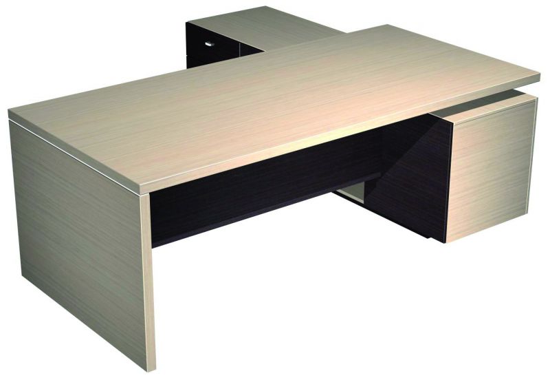 Стол руководителя с экраном и с опорной тумбой левой